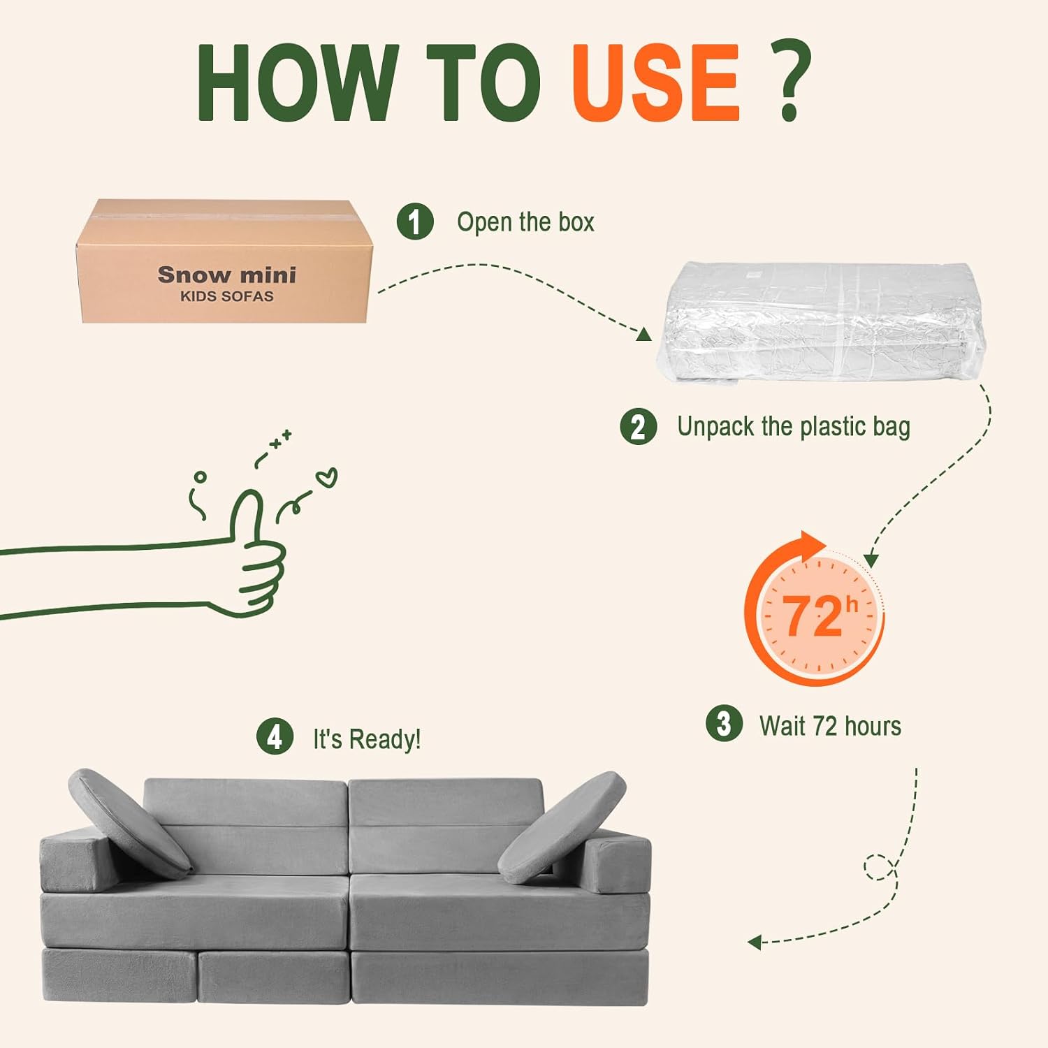 Kids Play Couch 15PCS, Modular Foam Sofa, Convertible Kids Play Set | Kids Play Couch 15PCS, Convertible Kids Furniture, Ideal for Playroom, Reading, Playing and Relaxing