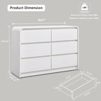 Aitjunz Modern Sideboard Buffet Cabinet with 6 Storage Drawers, 47" Wide Large Kitchen Buffet Cabinet w/Curved Profile Design, 33.8'' Tall Wood Coffee Bar Table for Dining Room, Antique White