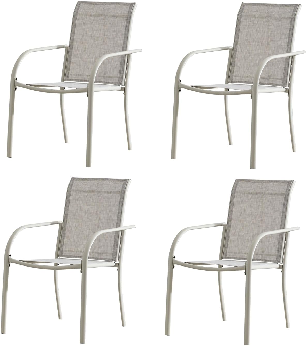 Outdoor Dining Chairs Set of 4, Stackable Patio Chairs with Textilene Fabric, Lightweight Garden Chairs for Poolside, Backyard, Camping, Grey