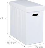 Relaxdays Stool with Storage Space, Imitation Leather, Upholstered, Foldable, Living Room, HWD: 49 x 48.5 x 27 cm, White, Fibreboard