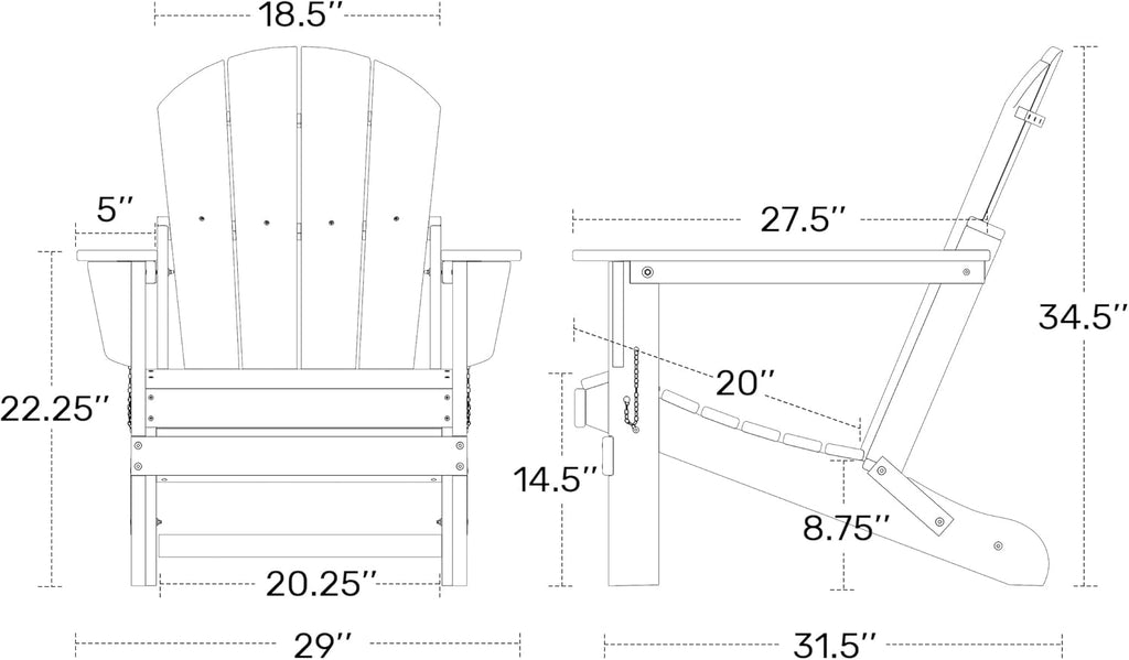 HDPE Laguna Outdoor Folding Poly Adirondack Chair (Set of 2), Pacific Blue