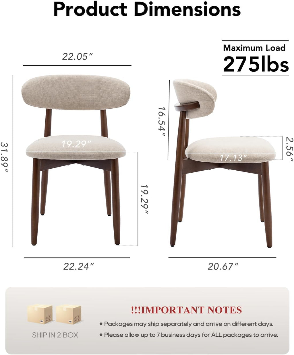 Dining Room Chairs Set of 4, Upholstered Farmhouse Dining Chairs, Modern Fabric Kitchen Chairs with Solid Wood Leg,Beige