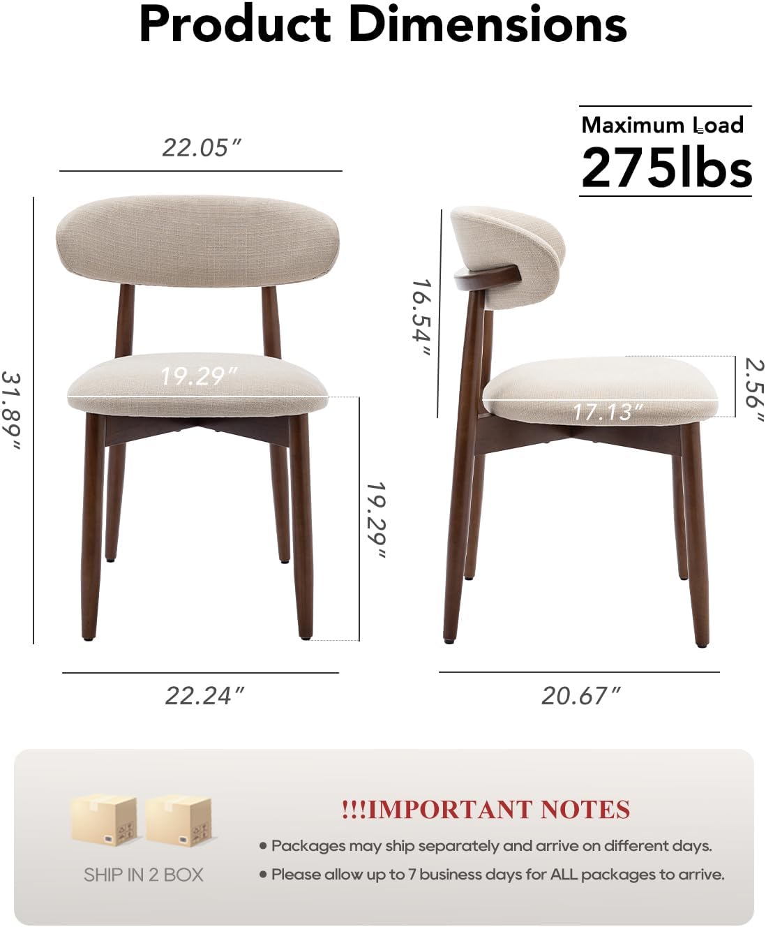 Dining Room Chairs Set of 4, Upholstered Farmhouse Dining Chairs, Modern Fabric Kitchen Chairs with Solid Wood Leg,Beige