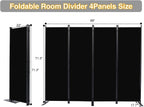 CHOSENM Room Divider, 4 Panel Folding Privacy Screens with Wider Feet, 6 Ft Portable Room Partition for Room Separator, Room Divider Panel 88" W X 71" H, Partition Room Dividers Freestanding，Black