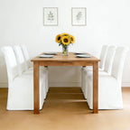 Parsons Dining Chairs Set of 6, Upholstered Slipcovered Dining Room Chairs with Removable Washable Skirt, High Back Kitchen Chairs with Solid Wood Legs, Cream White Linen Fabric