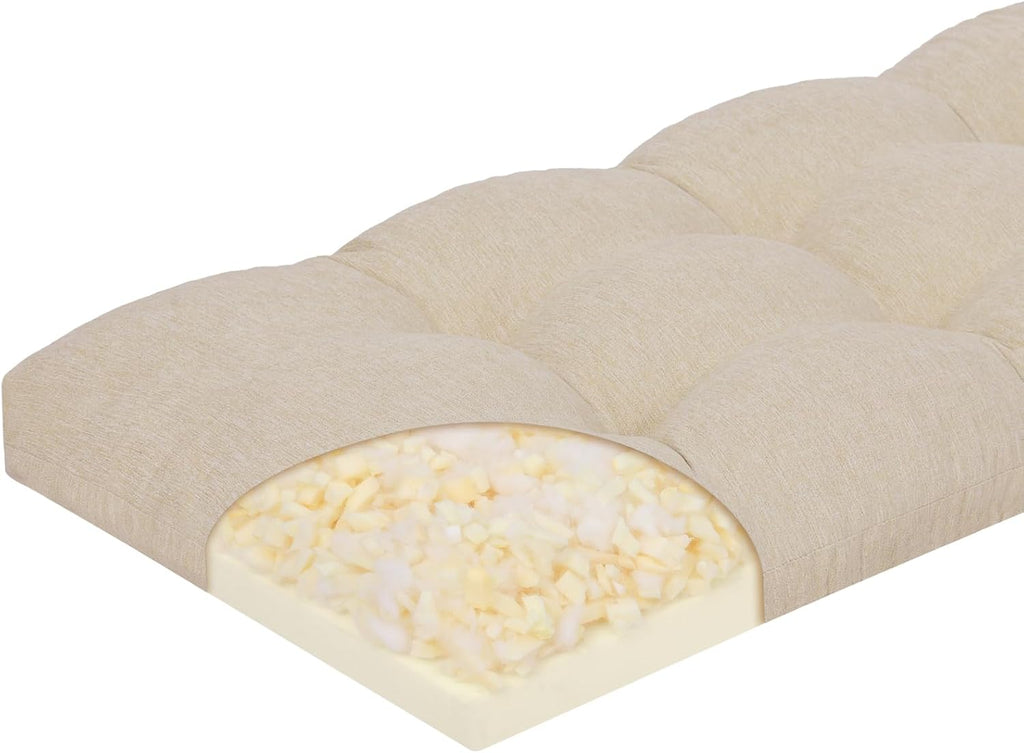 baibu 40 Inch Memory Foam Bench Cushion, Dual-Layer Patent Design Non-Slip Indoor Bench Cushion with Ties, 40x15x3Inch, Beige