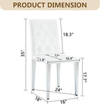 White Dining Chairs Set of 4,Faux Leather with Silver Metal Legs,Tufted Buttom Decor on Back,Armless Kitchen Room Chairs Set of 4,High Back Modern Design for Home Kitchen Living Room Bedroom