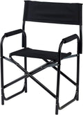 E-Z UP Standard Height Directors Chair, Seat 17.5” High, Padded Armrests and Storage Bag, Black