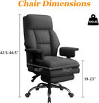 Office Chair with Leg Rest, Leather High Back Executive Office Chair with Wheels, Ergonomic Desk Chairs with Lumbar Support for Home Office, Black