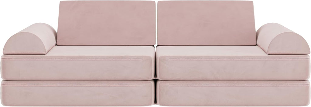 Flash Furniture Marlowe Modular Foam Kids Play Couch, 6 Soft Sectional Sofa Pieces, Convertible Kids Couch, Removable Covers, 56", Blush