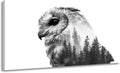 GAFSING Black White Owl Canvas Wall Art for Living Room Office Modern Double Exposure Forest Painting Prints Contemporary Canvas Artwork Dining Bedroom Decor Large