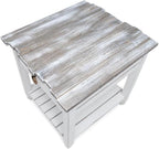 Pemberly Row Contemporary Wood End Table with Drawer, White/Gray Finish, 24" H x 22" W x 24" D, Solid Mindi and White Cedar Wood, Coastal Style, Textured Design, Ball Bearing Glides, Living Room Side