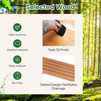 Foldable Wood Potting Bench 2-Tier Storage Shelves Teak Oil Finish Garden Balcony Yard Deck