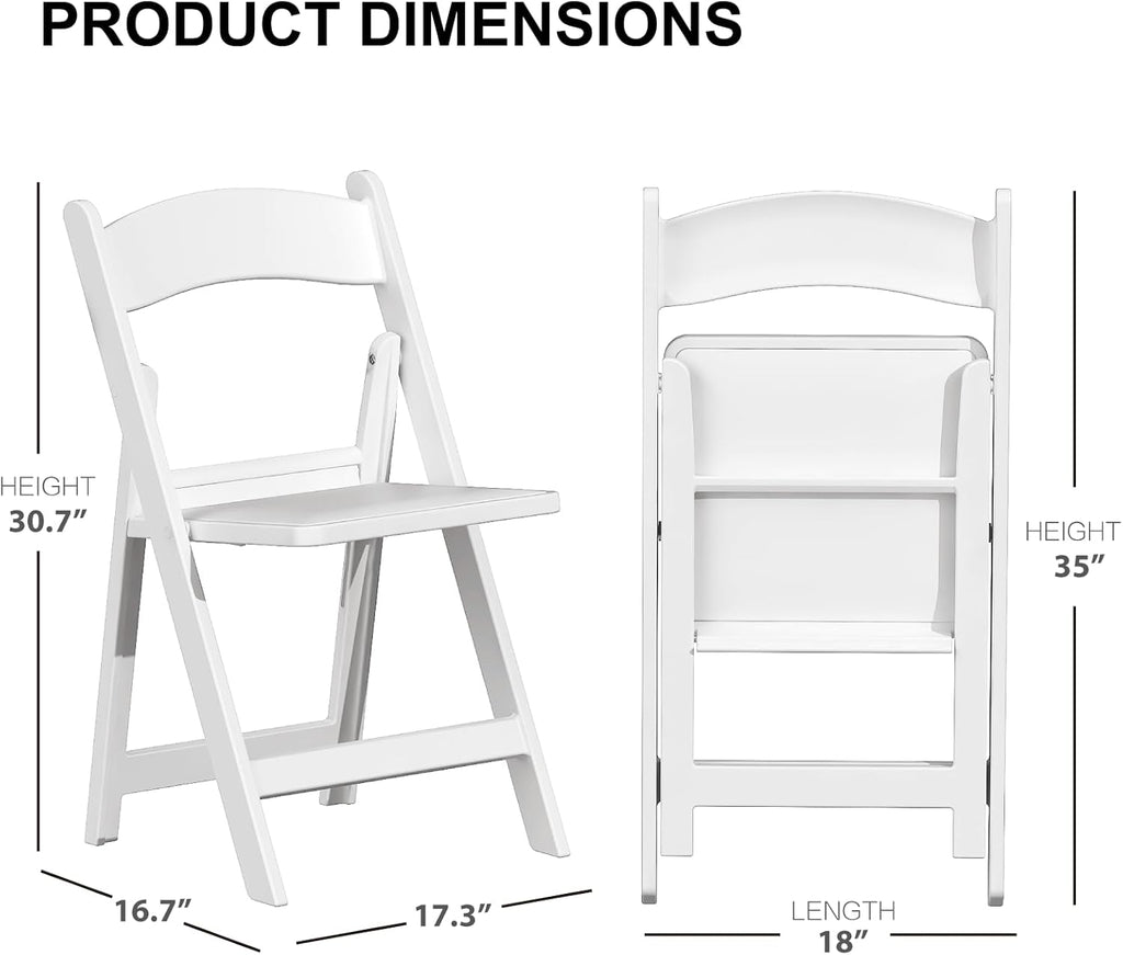 60 Pack Resin Folding Chairs with Cushion - White Folding Chairs, Lightweight Plastic Chairs, Comfortable Foldable Chairs for Wedding, Party, Home, Event, Indoor/Outdoor Use, 600lbs Capacity