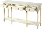Christopher Knight Home Cally Wood Console Table with Drawers & Bottom Shelf, Narrow Entryway Table with Turned Roman Legs, Traditional Rectangular Wall Table for Living Room Study Hallway, White