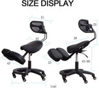 Kneeling Chair, Ergonomic Kneeling Chair, Ergonomic Kneeling Chair with Back Support, Lumbar Support Kneeling Chair with Adjustable Height and Footrest,Office Home Padded Stool