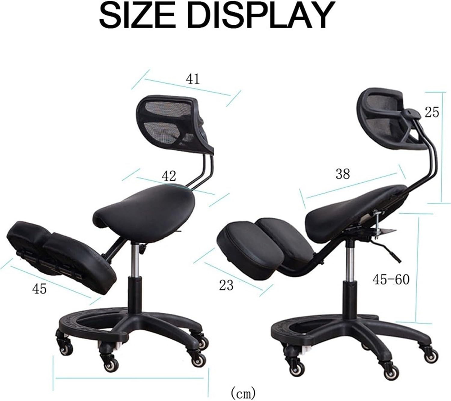 Kneeling Chair, Ergonomic Kneeling Chair, Ergonomic Kneeling Chair with Back Support, Lumbar Support Kneeling Chair with Adjustable Height and Footrest,Office Home Padded Stool