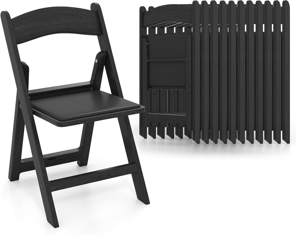 Giantex 12-Pack Folding Chairs, Portable Resin Event Chairs with Padded Seat, All-Weather Resin Frame, 1100 lbs Static Capacity, Lightweight Foldable Chair for Office, Wedding, Party, Outdoor