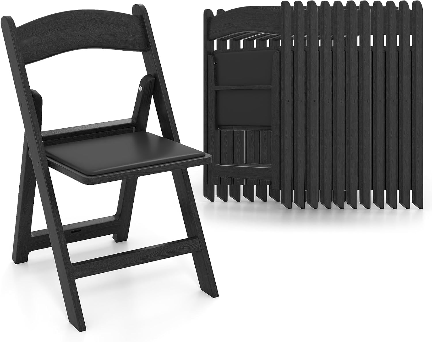 Giantex 12-Pack Folding Chairs, Portable Resin Event Chairs with Padded Seat, All-Weather Resin Frame, 1100 lbs Static Capacity, Lightweight Foldable Chair for Office, Wedding, Party, Outdoor