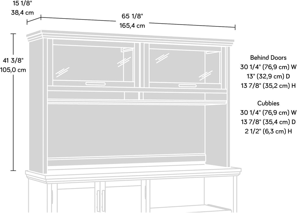 Sauder Aspen Post Hutch in, Pebble Pine Finish