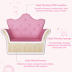 Toddler Chair, Toddler Chairs Comfy, Princess Kids Couch with Ottoman, Toddler Couch with Wooden Frame and PVC Leather, Kids Sofa for Girls and Boys, Ideal for Bedroom, Living Room