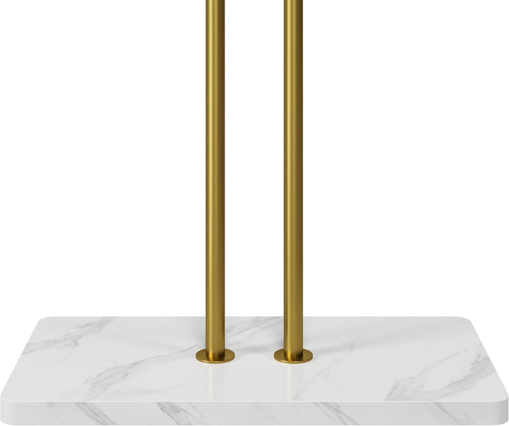 HOMEFORT Coat Rack, Freestanding Metal Coat Racks, Double-pole Clothes Hat Stand with 5 Hooks for Closet, Bedroom, Entryway, Living Room, Gold