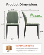 Dining Chairs Set of 4, Upholstered Wooden Dining Room Chairs, Mid Century Modern Fabric Kitchen Chair with Metal Legs Chenille Fabric for Kitchen/Restaurant/Hotel- Green (Only Chairs)