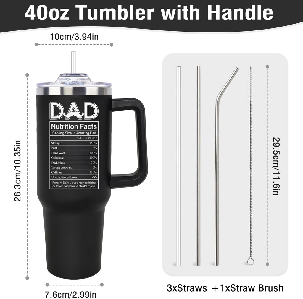 LHSCVUFASC Fathers Day Gift for Dad from Daughter, Son - Birthday Christmas Tumbler Gifts for Husband Dad - Best Ever Dads Gifts Ideas for New Daddy - 40 Oz Stainless Steel Tumbler Coffee Cup