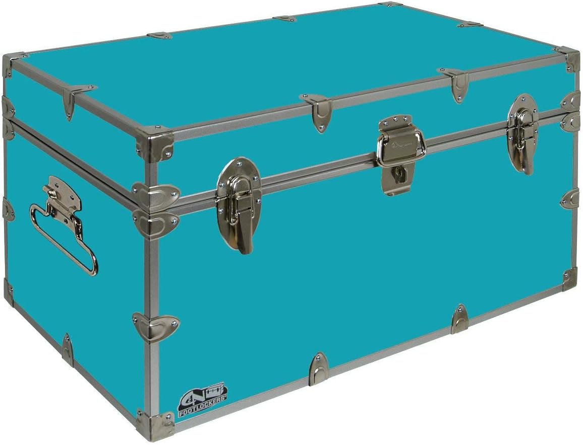 C&N Footlockers - Large Undergrad Storage Trunk - Made in the USA - Only STEEL Footlocker on Amazon - Durable Chest with Lid Stay - 32 x 18 x 16.5 Inches (Teal)
