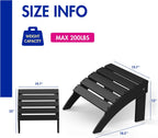 Briopaws Folding Adirondack Ottoman, 19.7W x 18.5L x 13H Inch, HDPE All Weather Adirondack Chair Footrest, Plastic Footstool for Deck Backyard Patio Outdoor Poolside Porch Lawn Indoor, Black
