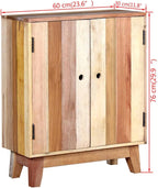 Solid Reclaimed Wood Sideboard, 2-Door Retro Buffet Cabinet, Rustic Accent Storage Credenza for Living Room and Dining Room, 11.8 x 23.6 x 29.9 Inches, Beige