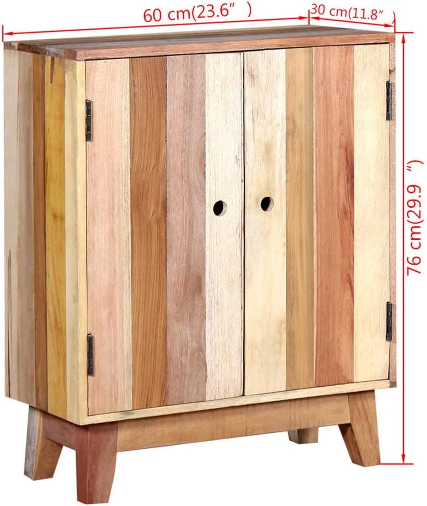 Retro Solid Reclaimed Wood Sideboard in Beige with Ample Storage, Handcrafted Vintage Furniture for Living Room or Dining Room