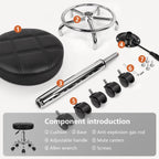 KKTONER Round Rolling Stool Chair PU Leather Height Adjustable Swivel Drafting Work SPA Shop Medical Salon Stools with Wheels Office Chair Small (Black)
