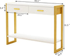 Entryway Table, Sofa Table with 2 Drawers and Storage Shelf, Console Table with Reinforced Legs for Living Room, Entrance, White