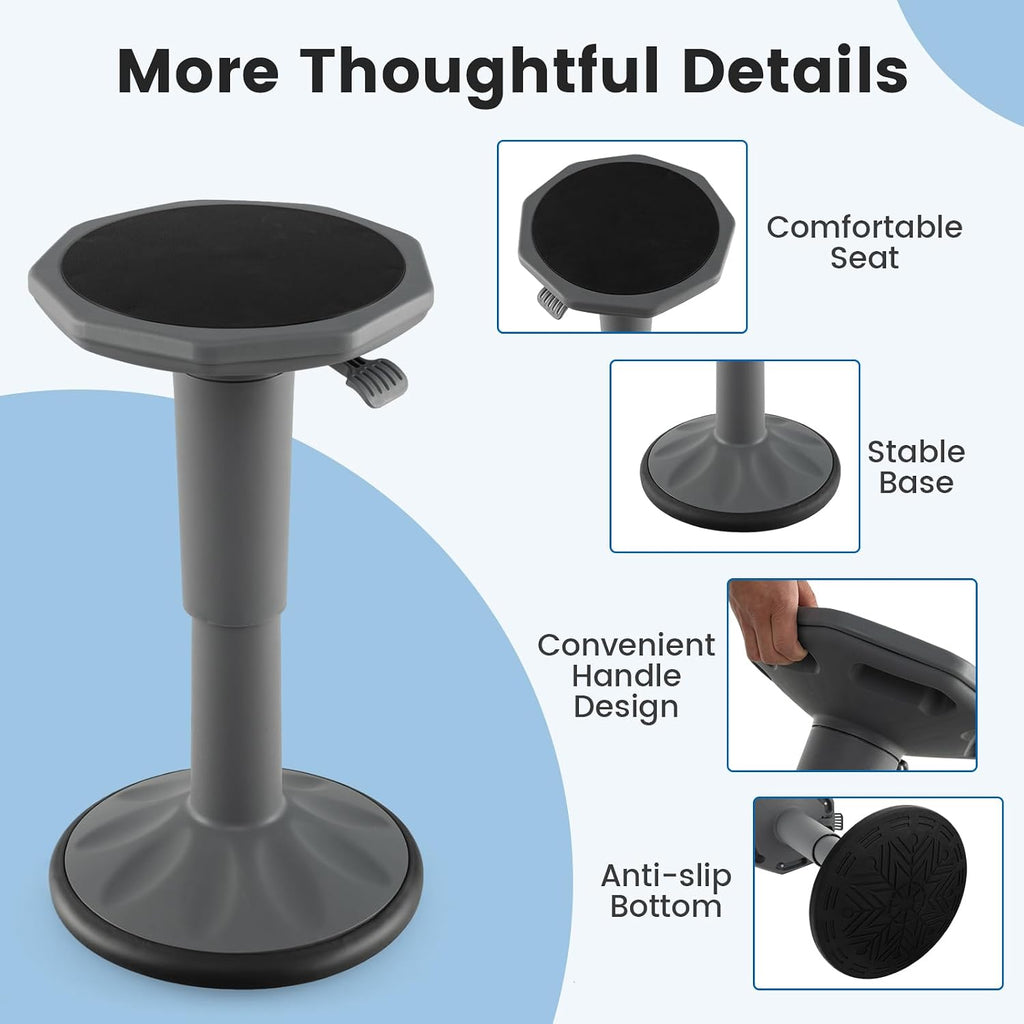S AFSTAR Ergonomic Wobble Stool, Kids Active Motion Stool w/ 16"- 23.5" Adjustable Height, 245 LBS Weight Capacity, 360-Degree Wiggle Chairs Kids Wobble Chair for Classroom Preschool (Grey)
