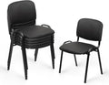 CLATINA Stackable Waiting Room Chairs, PU Leather Guest Reception Chair with Upholstered Thickene Seat and Back Support, Stacking Chair Metal Leg for Office School Church Conference, Black, 5 Pack