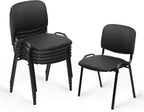 CLATINA Stackable Waiting Room Chairs, PU Leather Guest Reception Chair with Upholstered Thickene Seat and Back Support, Stacking Chair Metal Leg for Office School Church Conference, Black, 5 Pack