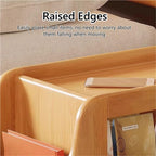 Movable Wood Side Tables with Casters, Rolling Table with Storage, Living Room End Tables with Magazine Rack, Multi-Functional Tables for Kitchen, Bedroom, Sofa Side(Natural)
