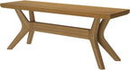 Plank+Beam Verso 48 Inch Modern Dining Bench, Pine Wood, Cross-Leg Base, Pecan