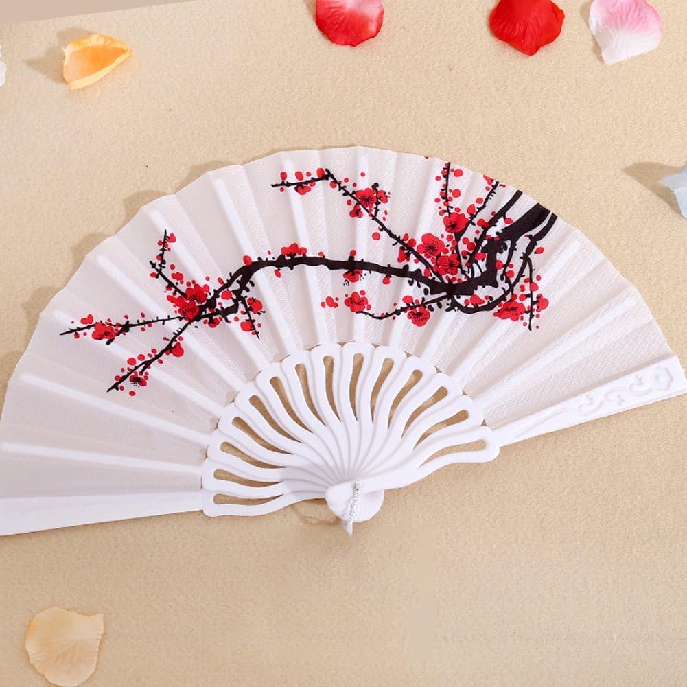 4pcs Floral Folding Hand Fan Vintage Retro Plastic Handheld Fans Folding Fan Wedding Dancing Church Party