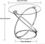 End Table Round Side Table, Glass End with Metal Frame, Small Coffee with Modern Style for Spaces,Living Room, Balcony, Bedroom Living Room Side Table