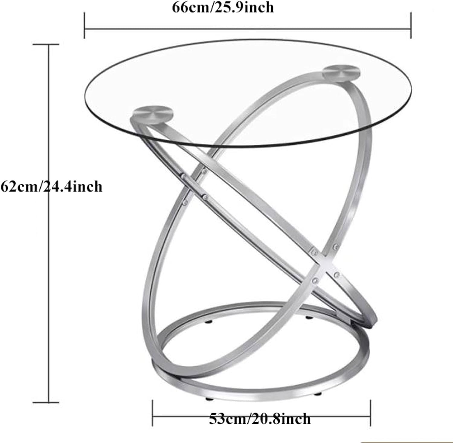 End Table Round Side Table, Glass End with Metal Frame, Small Coffee with Modern Style for Spaces,Living Room, Balcony, Bedroom Living Room Side Table