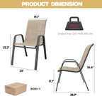 Patio Dining Chairs Set of 4 Outdoor Stackable Dining Chairs for All Weather 350lbs Capacity Heavy Duty Textilene Fabric Rustproof Metal Frame Patio Furniture for Backyard Garden Poolside (Brown)