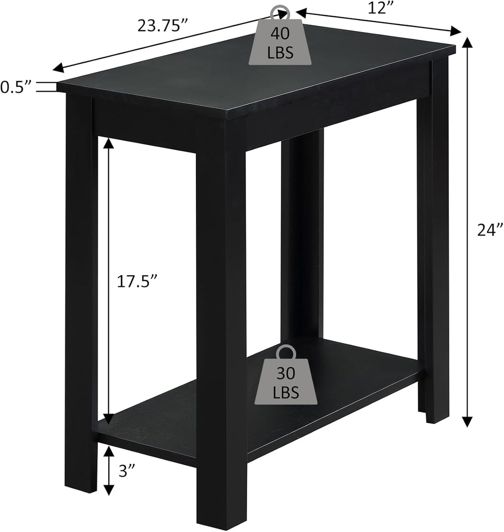 Convenience Concepts Designs2Go Baja Chairside End Table 23.75" - Transitional Narrow Side Accent with Storage Shelf for Modern Living or Family Room, Bedroom Nightstand, Dusty Blue