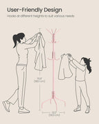 SONGMICS Coat Rack Freestanding, Metal Coat Rack Stand with 12 Hooks and 4 Legs, Holds Clothes, Hats, and Bags, for Entryway, Living Room, Bedroom, Brown URCR031Z01