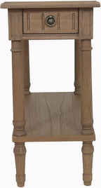 East at Main Narrow End Table with Drawer & Shelf, Solid Wood Slim Side Table for Small Spaces, Farmhouse End Table for Living Room, Bedroom or Entryway, Rustic Brown Finish