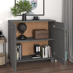 Dark Grey Solid Pine Wood Sideboard with MDF Large Storage Cabinet, Rustic Design for Living Room and Dining Area, Two Doors and Built-in Shelves for Ample Storage, Durable