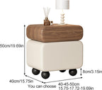 Stylish Rotatable Solid Wood Bedside Table Double Drawers Storage Cabinet with Rounded Corners Ball Feet for Living Room Creative idea(Brown Khaki,40 cm)
