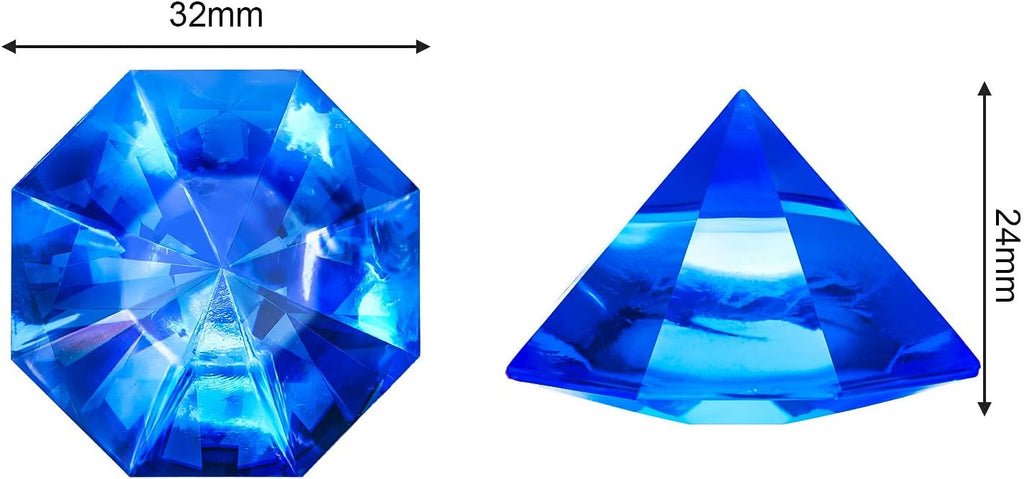 Hicarer Acrylic Diamond Gems Pirate Plastic Gems Bulk Large Fake Gemstones Colored 25 Carat Treasure Chest Hunt Party Favors Table Decorations