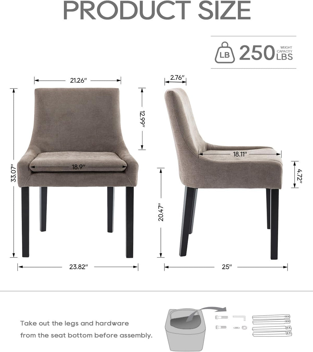 Dining Chairs Set of 4 – Extra Wide & Padded Fabric Dining Chairs with Solid Wood Legs, High-Density Foam Cushion, Mid-Back Modern Kitchen Chairs for Comfortable Everyday Use